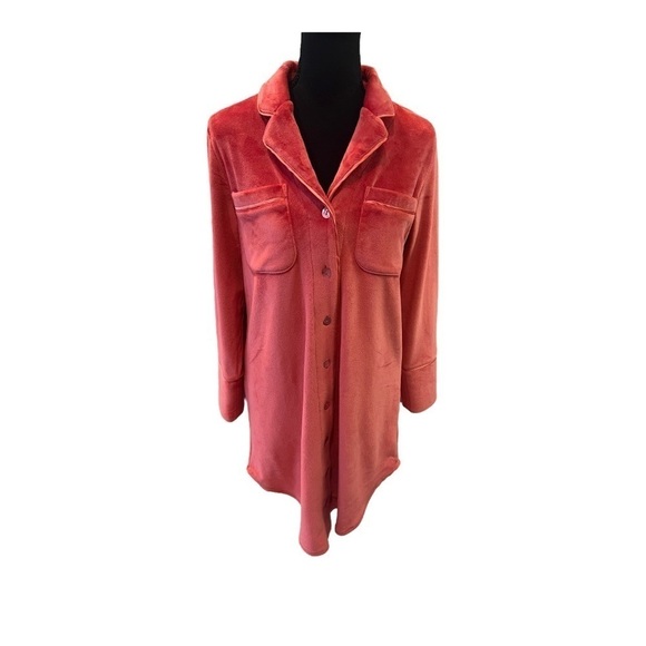 Soft Surroundings Red Velour Button Down Shirt XS - Picture 1 of 12